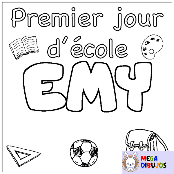 Coloraci&oacute;n del nombre EMY - decorado primer d&iacute;a de escuela