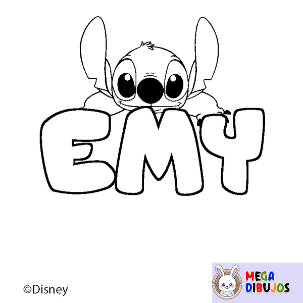 Coloraci&oacute;n del nombre EMY - decorado Stitch