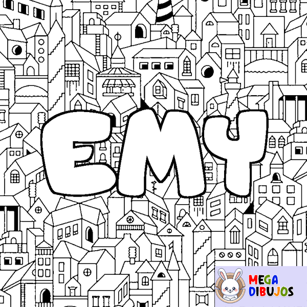Coloraci&oacute;n del nombre EMY - decorado ciudad