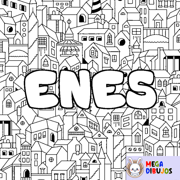 Coloraci&oacute;n del nombre ENES - decorado ciudad