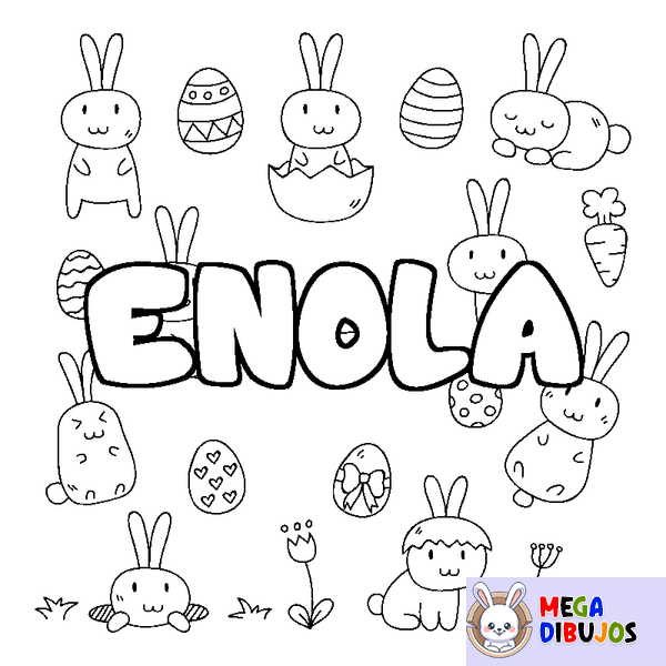 Coloraci&oacute;n del nombre ENOLA - decorado Pascua