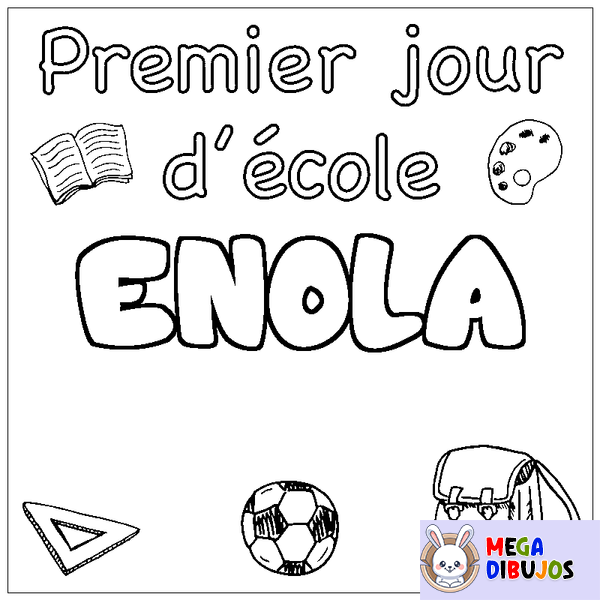 Coloraci&oacute;n del nombre ENOLA - decorado primer d&iacute;a de escuela