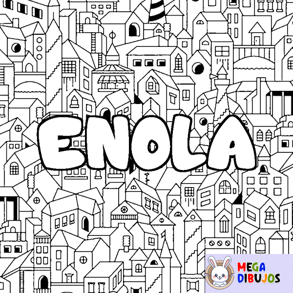 Coloraci&oacute;n del nombre ENOLA - decorado ciudad