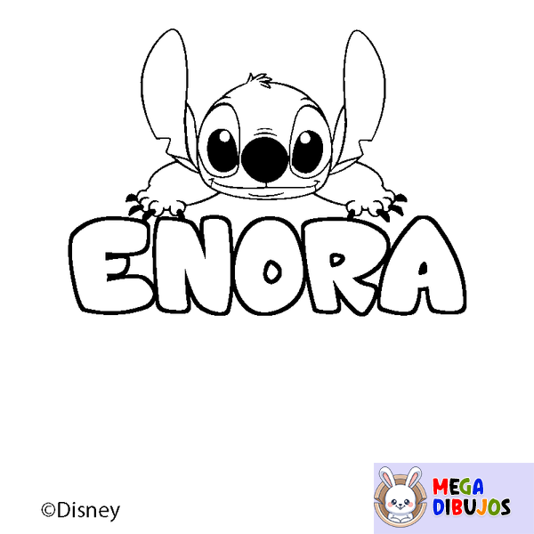 Coloraci&oacute;n del nombre ENORA - decorado Stitch