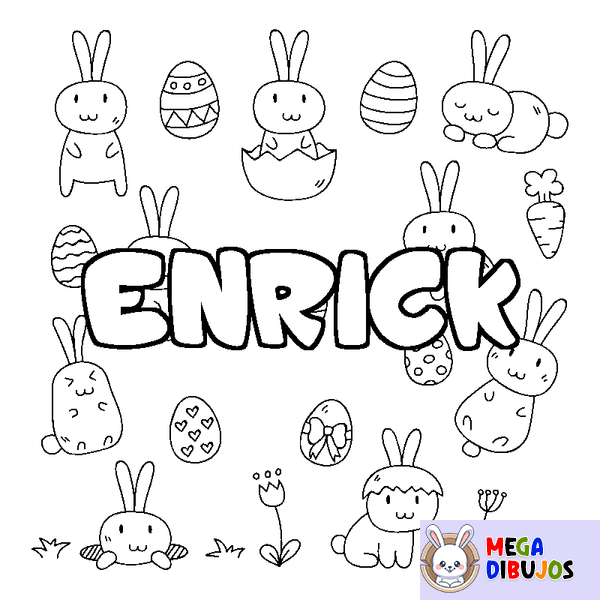 Coloraci&oacute;n del nombre ENRICK - decorado Pascua
