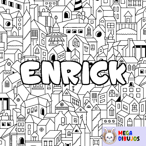 Coloraci&oacute;n del nombre ENRICK - decorado ciudad