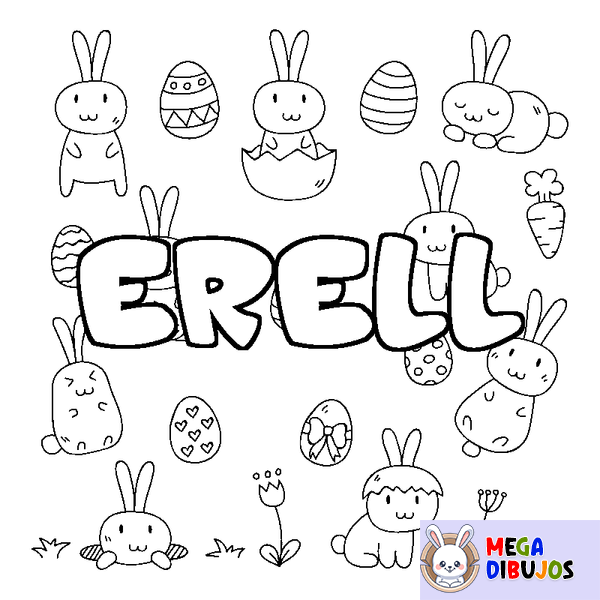 Coloraci&oacute;n del nombre ERELL - decorado Pascua