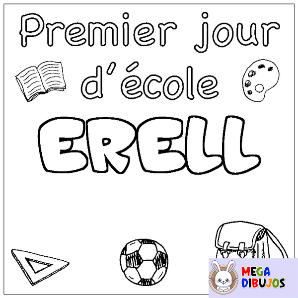 Coloraci&oacute;n del nombre ERELL - decorado primer d&iacute;a de escuela