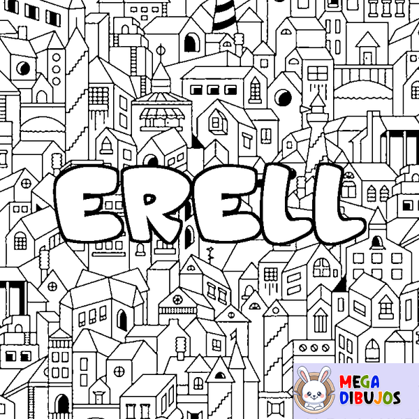 Coloraci&oacute;n del nombre ERELL - decorado ciudad