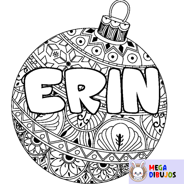 Coloraci&oacute;n del nombre ERIN - decorado bola de Navidad