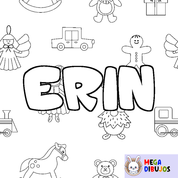 Coloraci&oacute;n del nombre ERIN - decorado juguetes