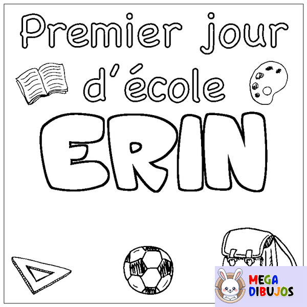 Coloraci&oacute;n del nombre ERIN - decorado primer d&iacute;a de escuela