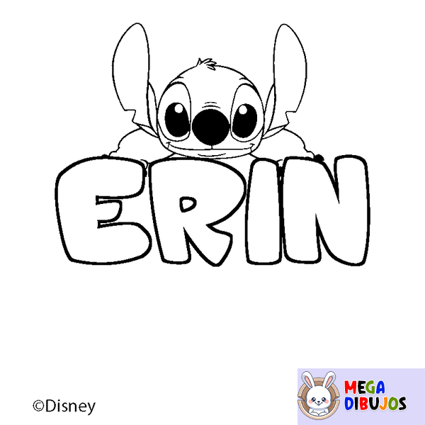 Coloraci&oacute;n del nombre ERIN - decorado Stitch