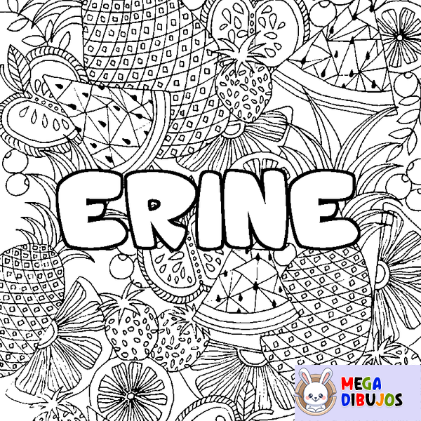 Coloraci&oacute;n del nombre ERINE - decorado mandala de frutas