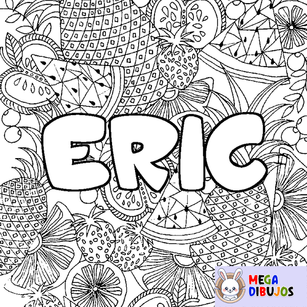 Coloraci&oacute;n del nombre ERIC - decorado mandala de frutas