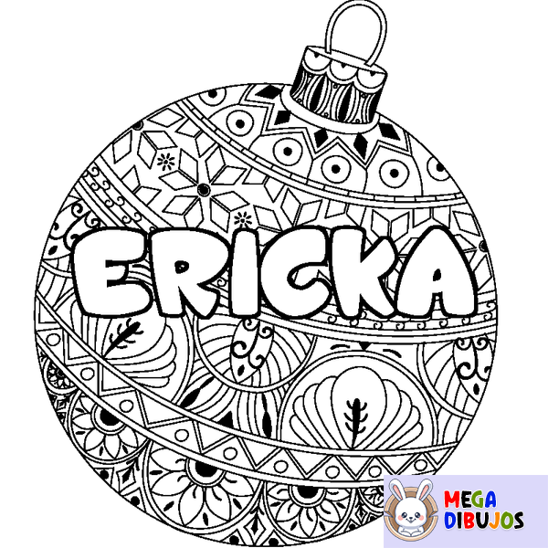 Coloraci&oacute;n del nombre ERICKA - decorado bola de Navidad