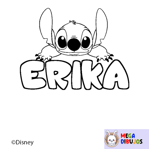 Coloraci&oacute;n del nombre ERIKA - decorado Stitch
