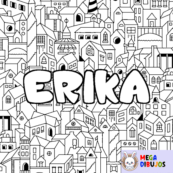 Coloraci&oacute;n del nombre ERIKA - decorado ciudad