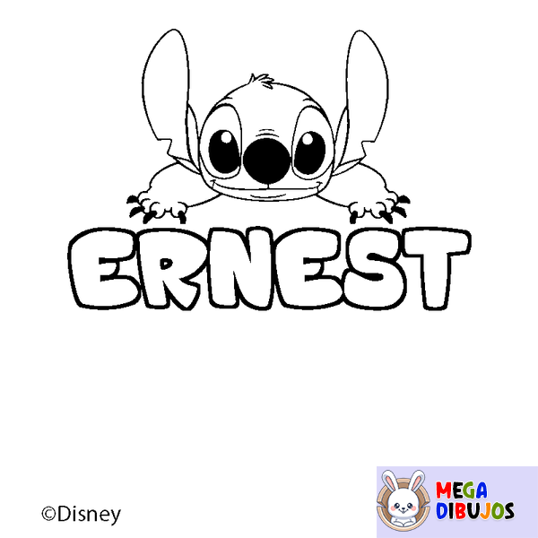 Coloraci&oacute;n del nombre ERNEST - decorado Stitch