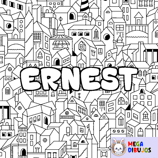 Coloraci&oacute;n del nombre ERNEST - decorado ciudad