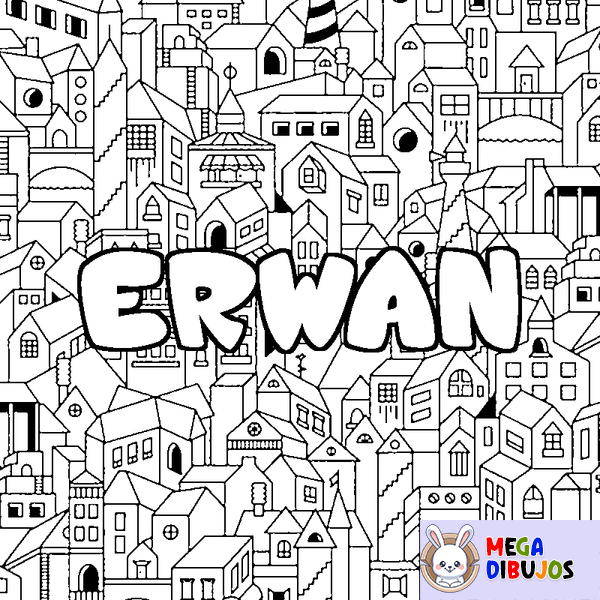 Coloraci&oacute;n del nombre ERWAN - decorado ciudad