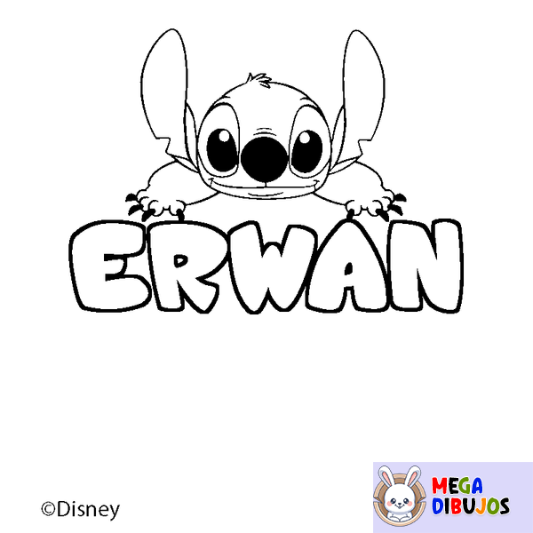 Coloraci&oacute;n del nombre ERWAN - decorado Stitch