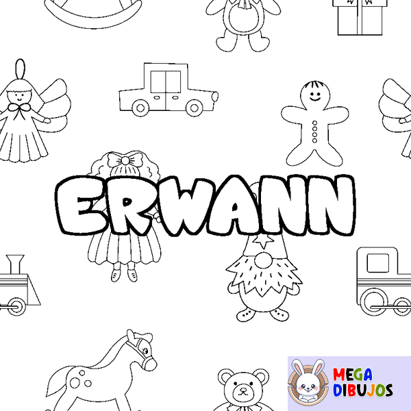 Coloraci&oacute;n del nombre ERWANN - decorado juguetes