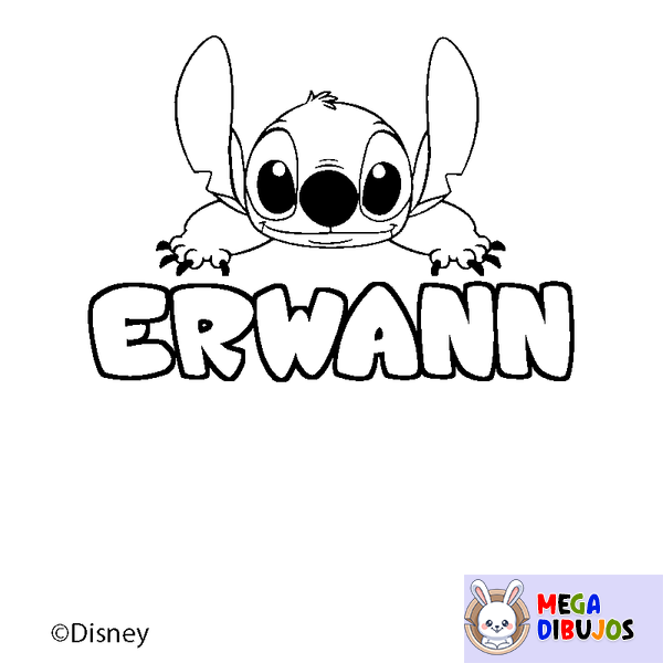 Coloraci&oacute;n del nombre ERWANN - decorado Stitch