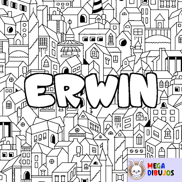 Coloraci&oacute;n del nombre ERWIN - decorado ciudad