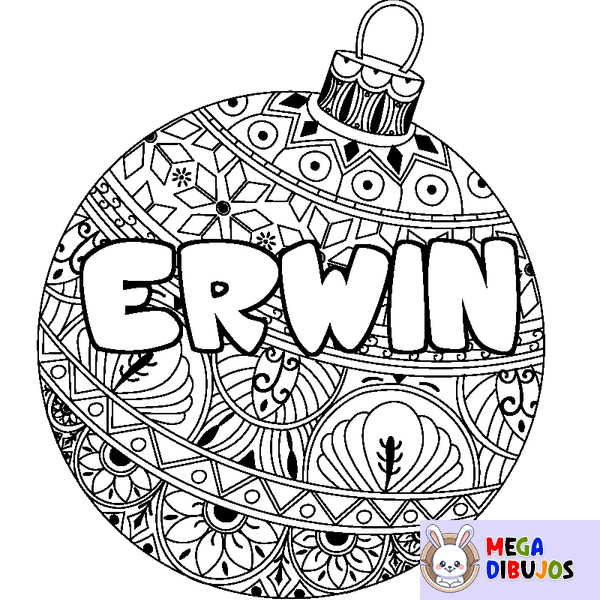 Coloraci&oacute;n del nombre ERWIN - decorado bola de Navidad