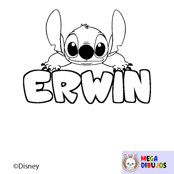 Coloraci&oacute;n del nombre ERWIN - decorado Stitch