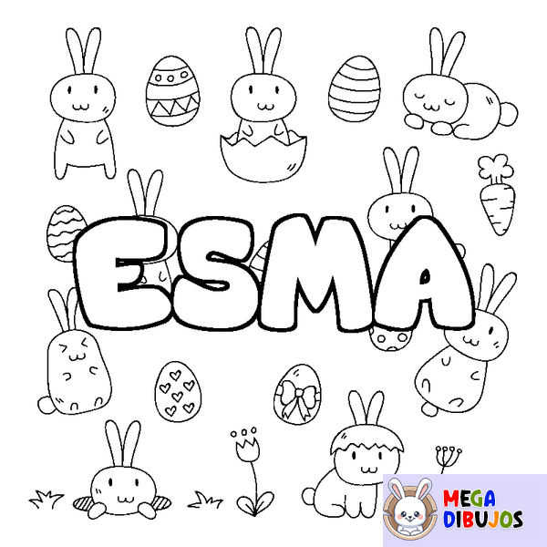 Coloraci&oacute;n del nombre ESMA - decorado Pascua