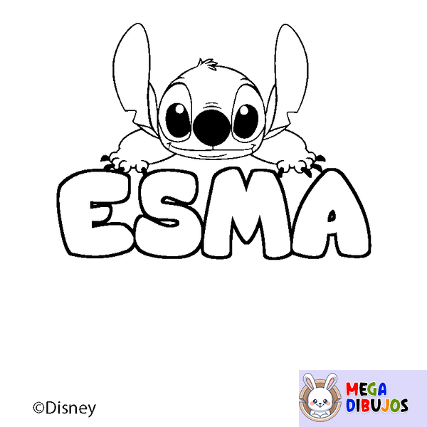 Coloraci&oacute;n del nombre ESMA - decorado Stitch