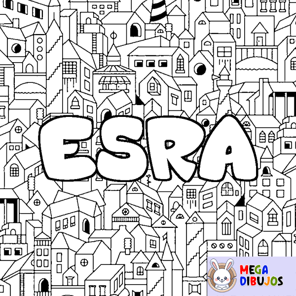 Coloraci&oacute;n del nombre ESRA - decorado ciudad