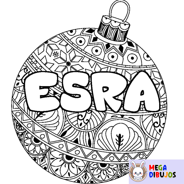 Coloraci&oacute;n del nombre ESRA - decorado bola de Navidad