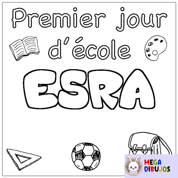 Coloraci&oacute;n del nombre ESRA - decorado primer d&iacute;a de escuela