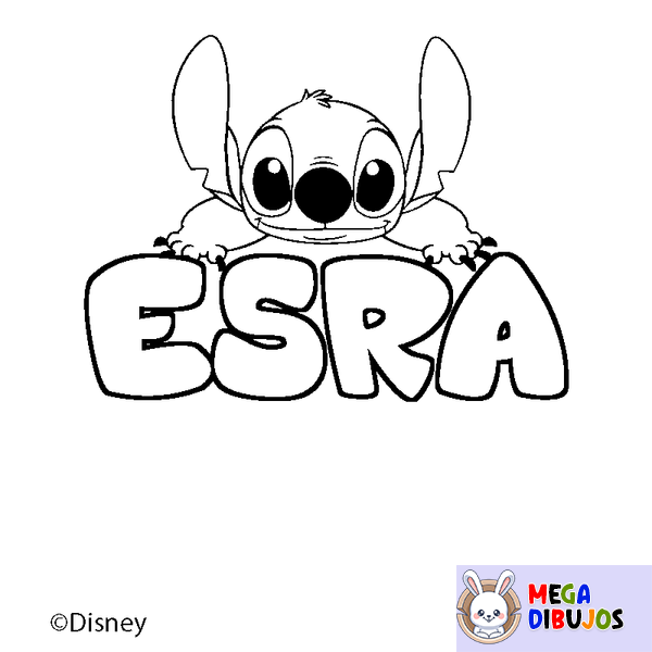 Coloraci&oacute;n del nombre ESRA - decorado Stitch