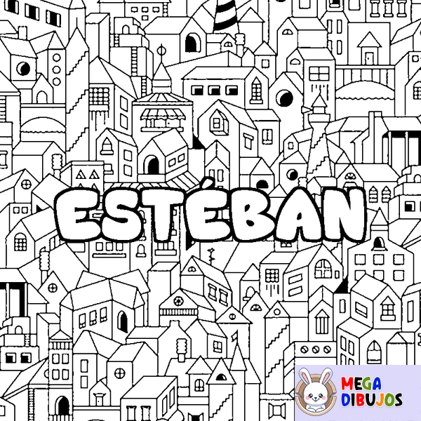 Coloraci&oacute;n del nombre EST&Eacute;BAN - decorado ciudad