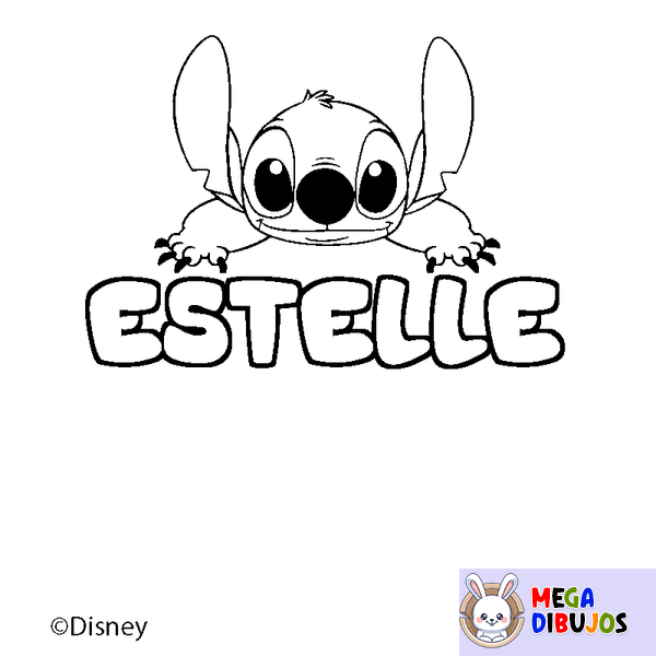 Coloraci&oacute;n del nombre ESTELLE - decorado Stitch