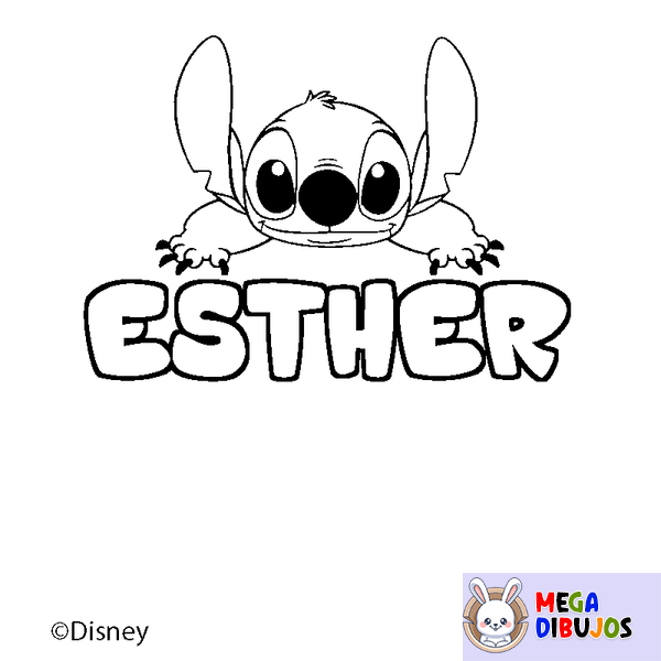 Coloraci&oacute;n del nombre ESTHER - decorado Stitch