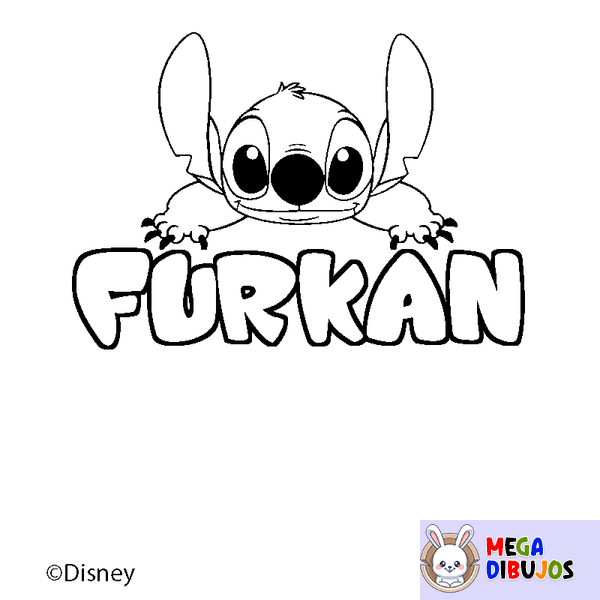 Coloraci&oacute;n del nombre FURKAN - decorado Stitch