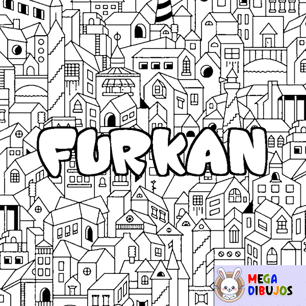 Coloraci&oacute;n del nombre FURKAN - decorado ciudad