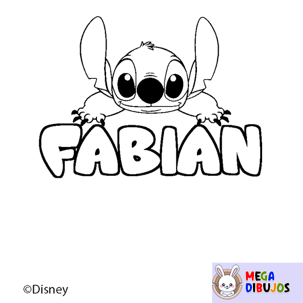 Coloraci&oacute;n del nombre FABIAN - decorado Stitch