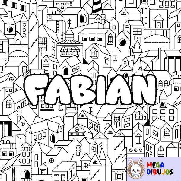 Coloraci&oacute;n del nombre FABIAN - decorado ciudad