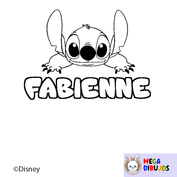 Coloraci&oacute;n del nombre FABIENNE - decorado Stitch