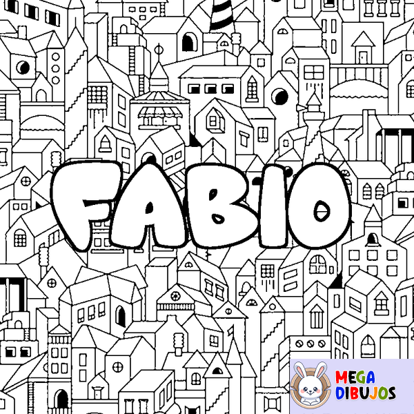 Coloraci&oacute;n del nombre FABIO - decorado ciudad