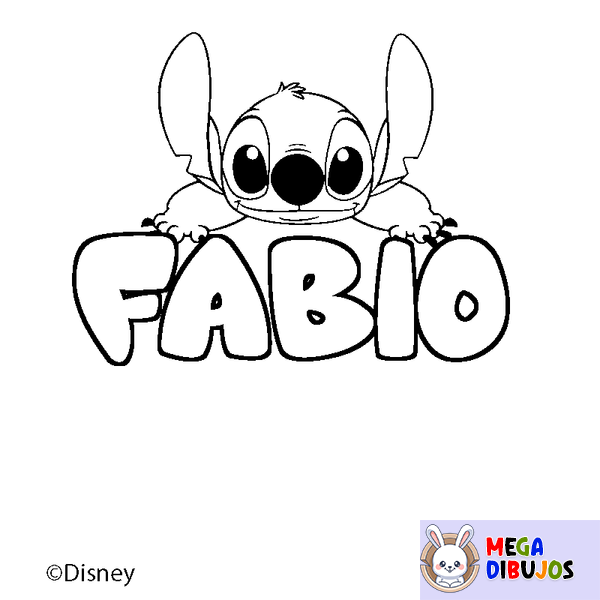 Coloraci&oacute;n del nombre FABIO - decorado Stitch