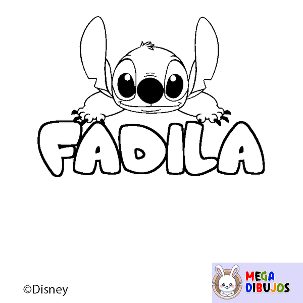 Coloraci&oacute;n del nombre FADILA - decorado Stitch