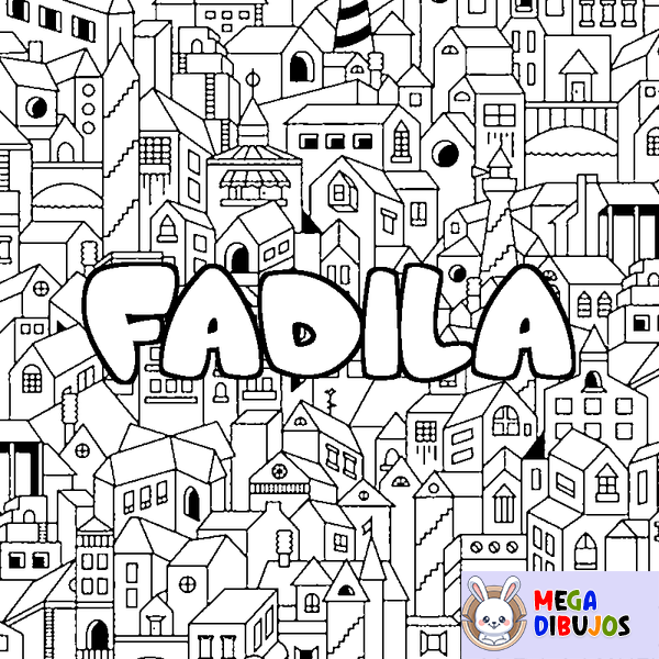 Coloraci&oacute;n del nombre FADILA - decorado ciudad