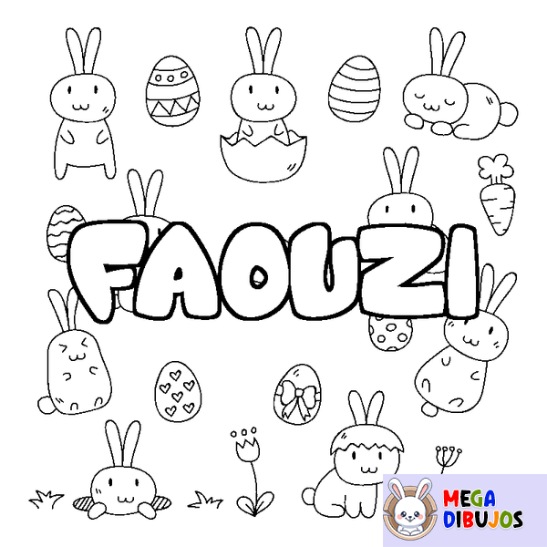 Coloraci&oacute;n del nombre FAOUZI - decorado Pascua